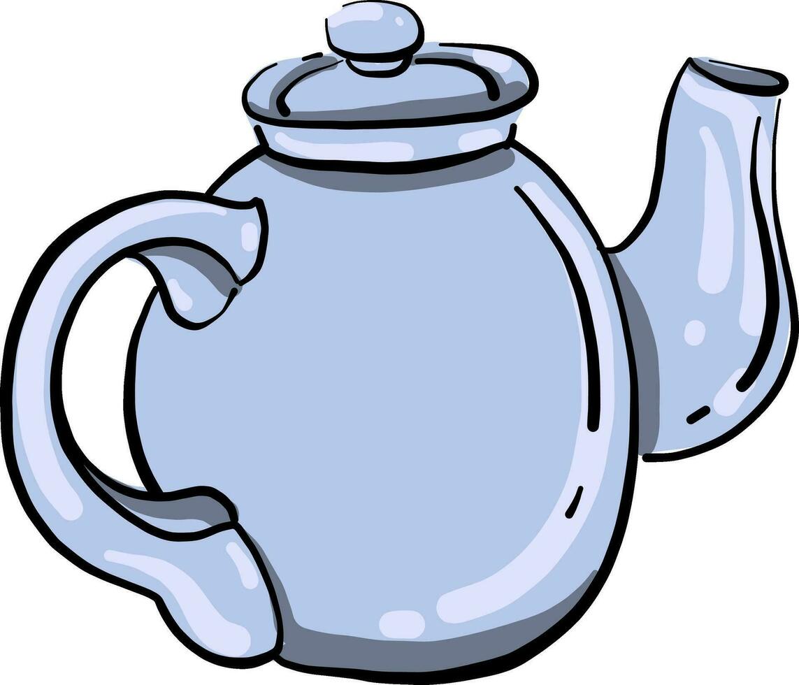 Blue teapot, illustration, vector on white background