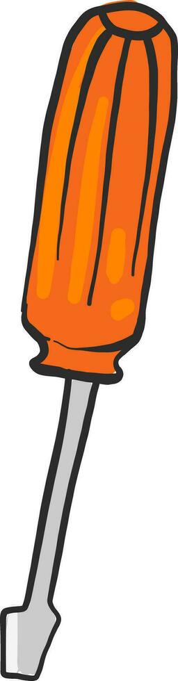 Orange screwdriver, illustration, vector on white background