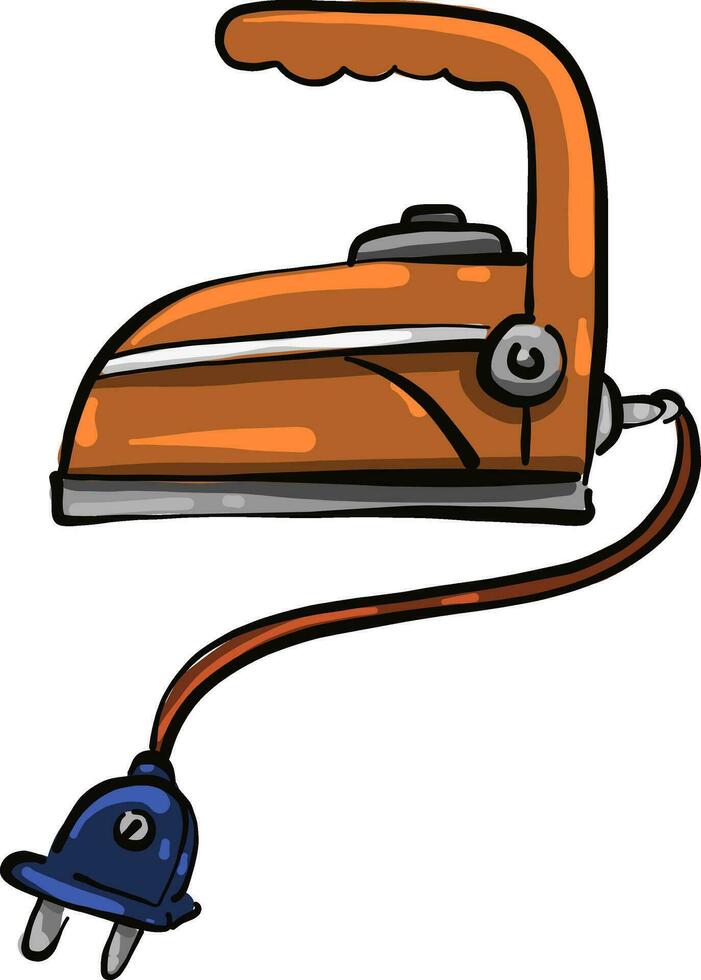 Old orange iron, illustration, vector on white background