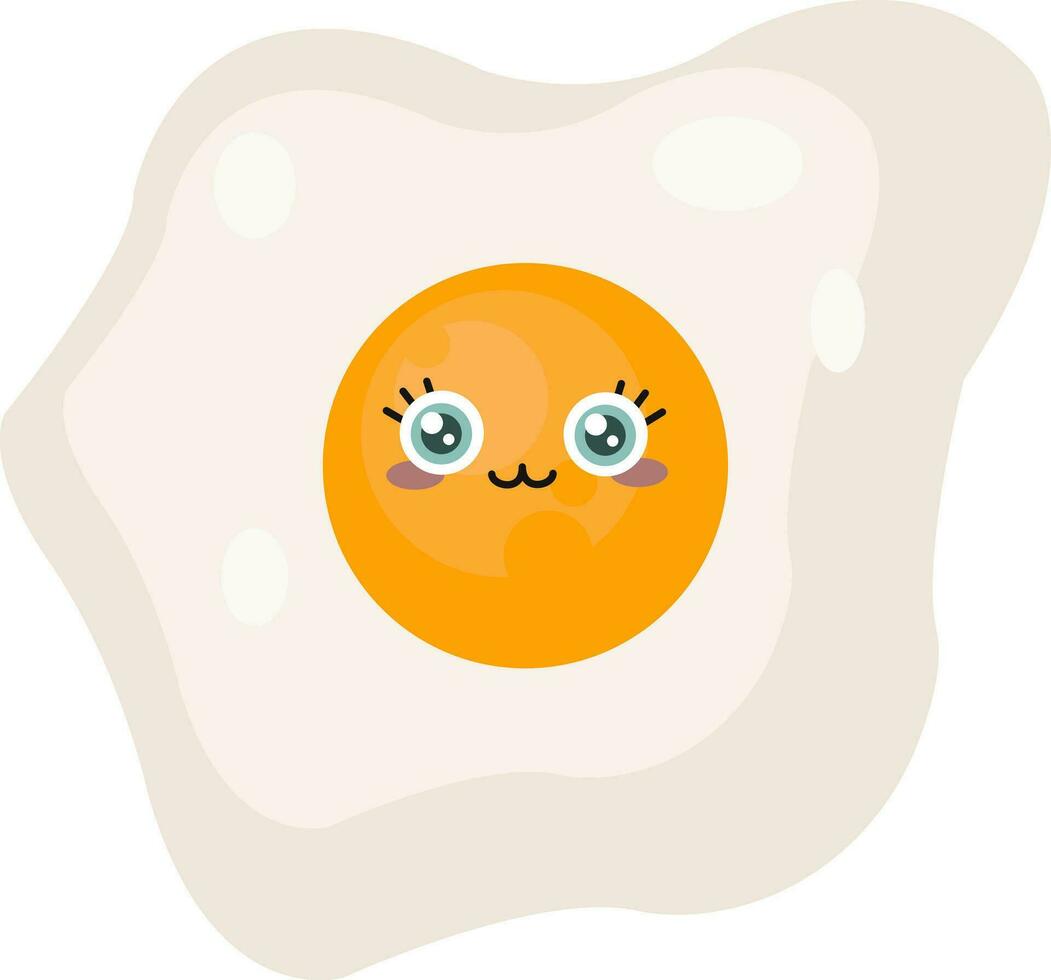 One fried egg, illustration, vector on white background