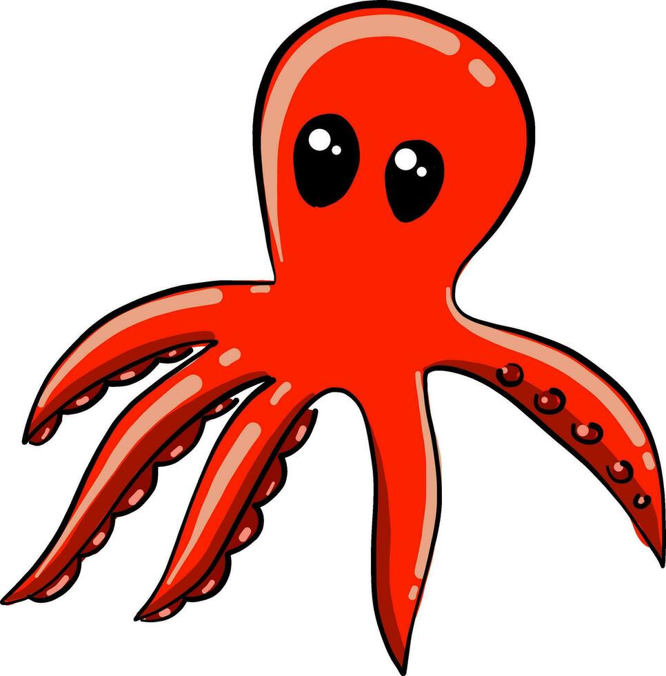 rojo grande pulpo, ilustración, vector en blanco antecedentes