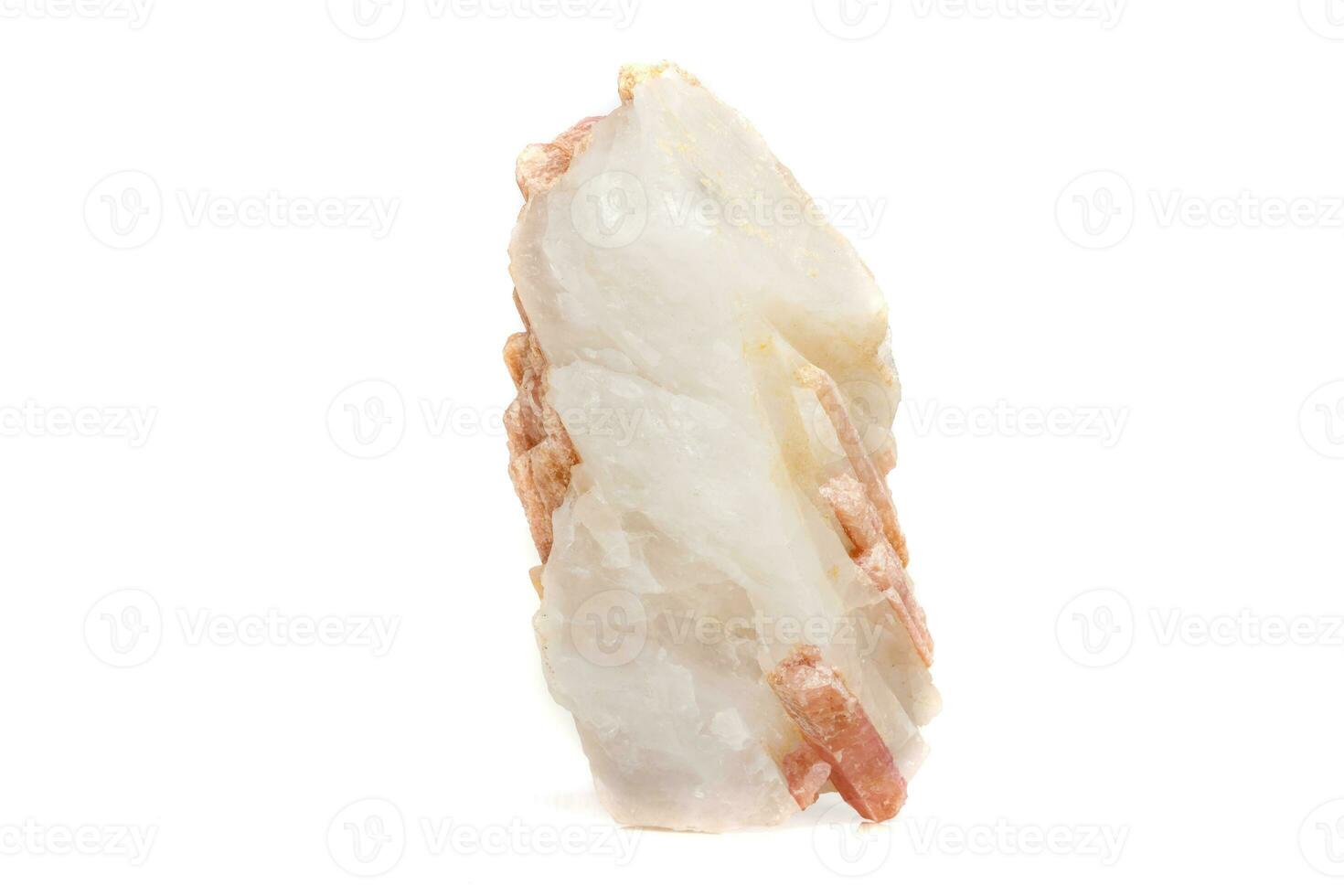 Macro mineral stone Tourmaline in the breed a white background photo