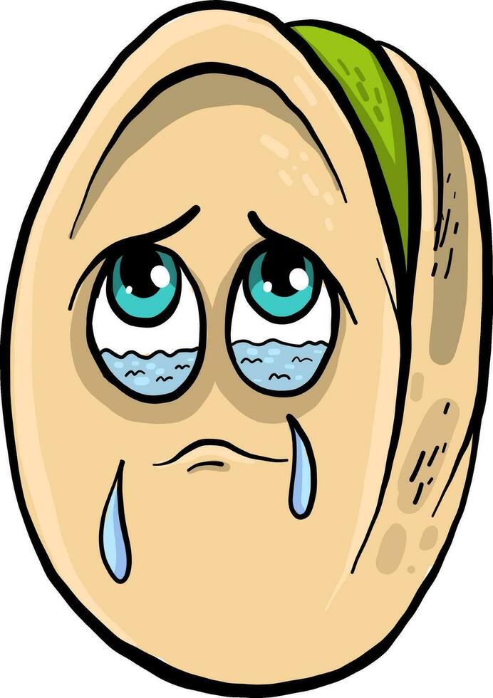 Crying pistachio, illustration, vector on white background