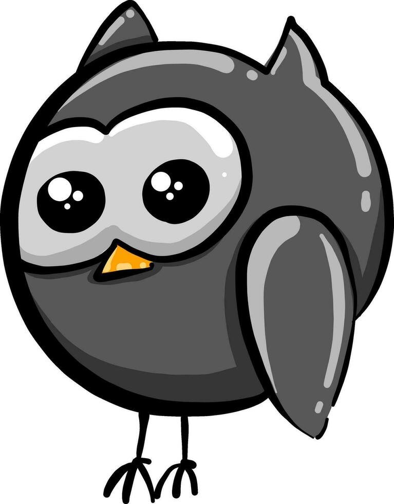 Grey owl, illustration, vector on white background