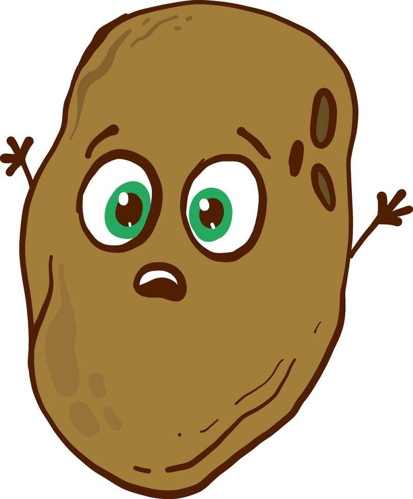 Scared potato, illustration, vector on white background
