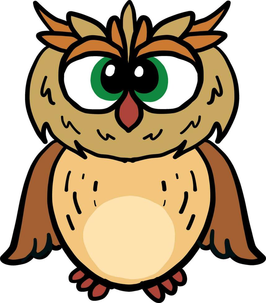 Sad owl, illustration, vector on white background