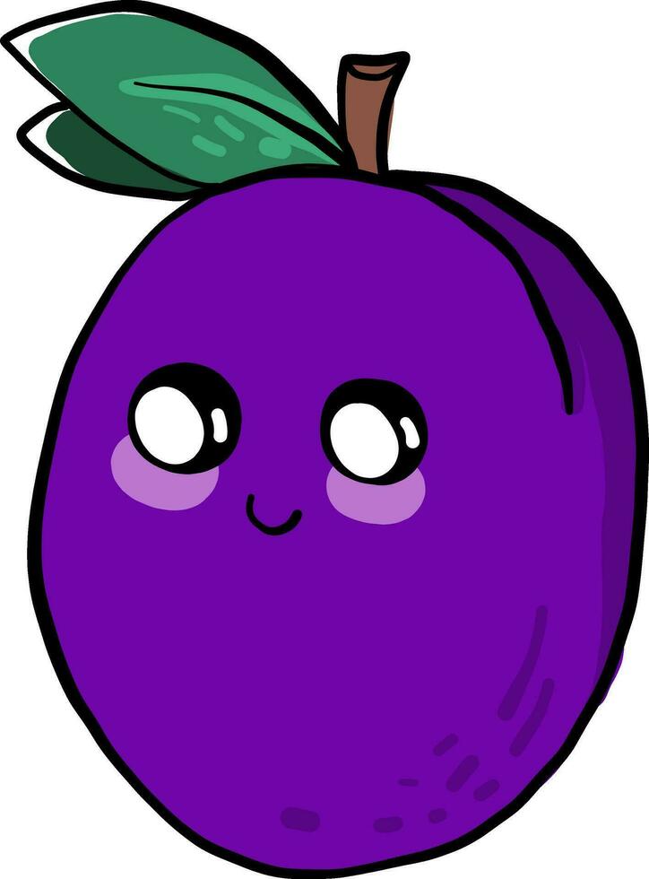 Cute little plum, illustration, vector on white background