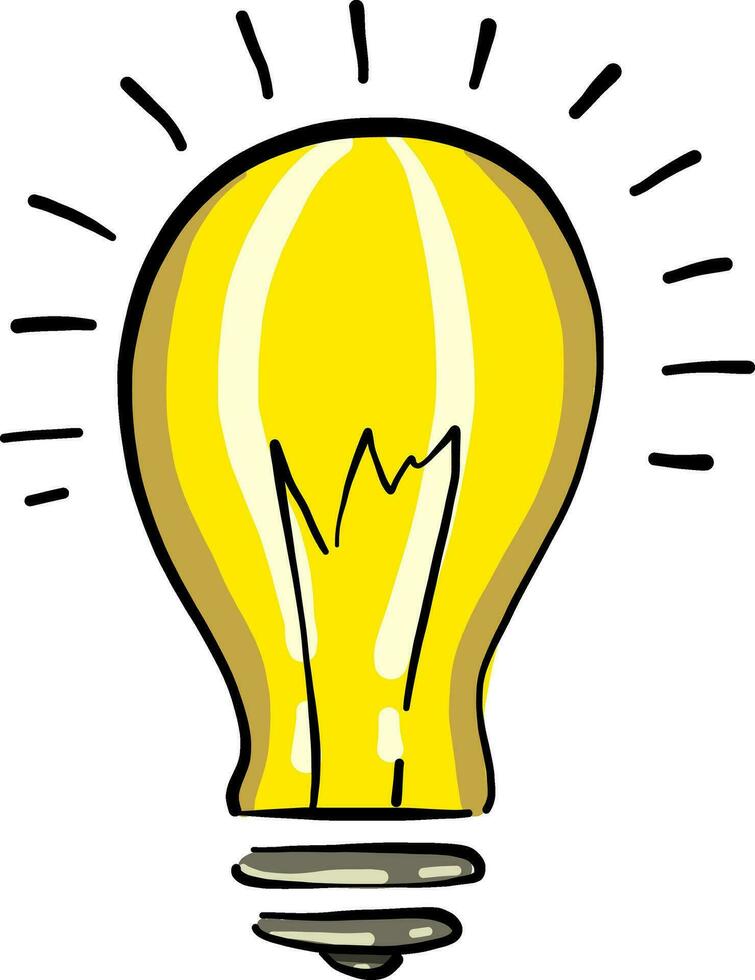 Yellow light bulb, illustration, vector on white background