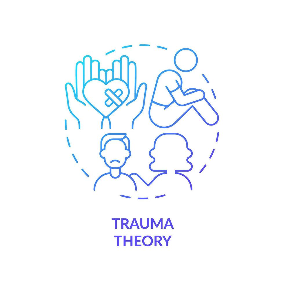 2D thin line gradient icon trauma theory concept, isolated vector, blue illustration representing codependent relationship. vector