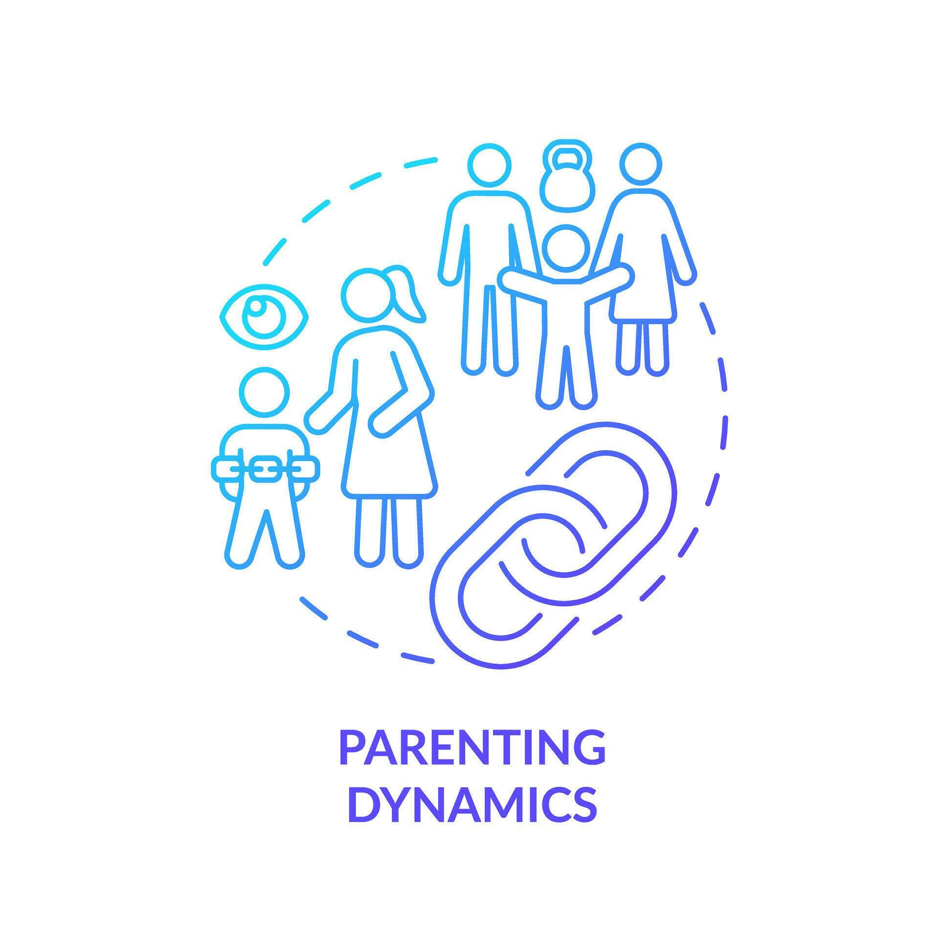 2D thin line gradient icon parenting dynamics concept, isolated vector, blue illustration