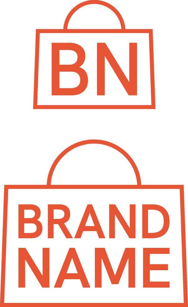 2D grocery store thin line logo with brand name. Simple shopping bag icon. Green creative design element and visual identity. Suitable for shopping, business, supermarket, grocery. vector