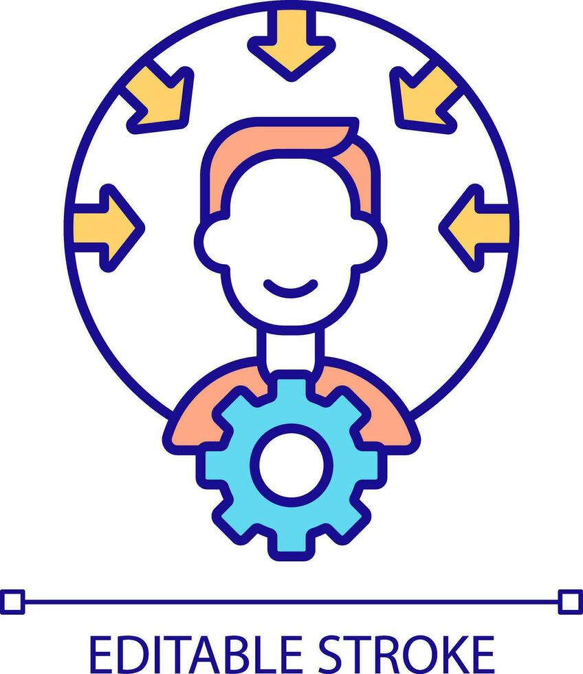 2D simple editable metacognition icon representing learning theories, isolated vector, thin line illustration. vector