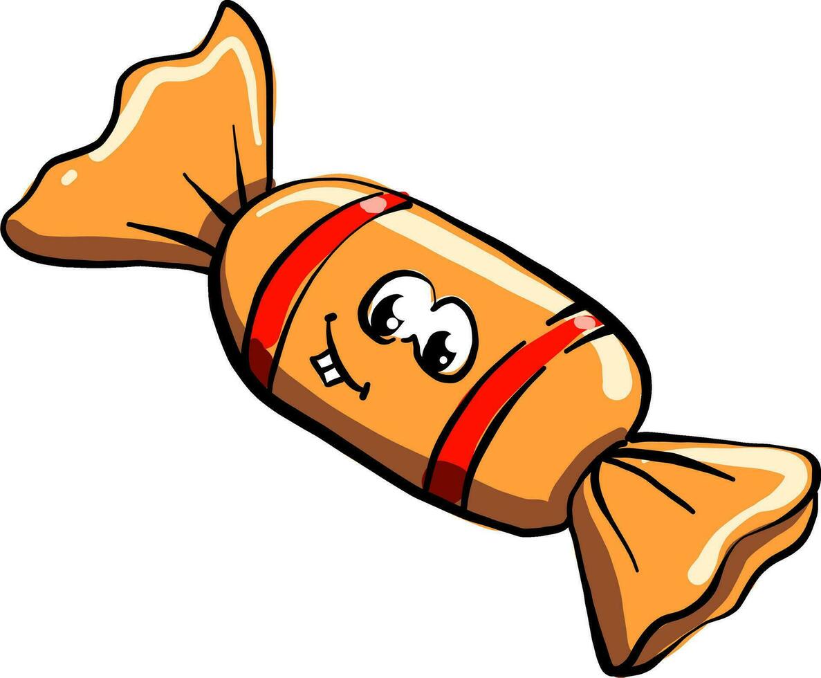 Orange candy, illustration, vector on white background