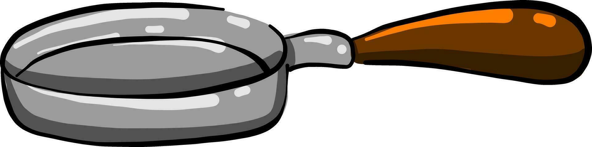 Pan with wooden handle, illustration, vector on white background