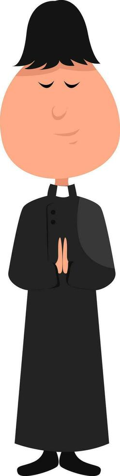 Preacher in black, illustration, vector on white background