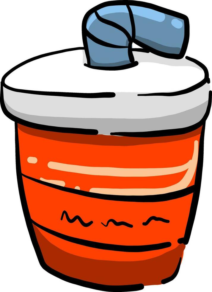 Juice in plastic glass, illustration, vector on white background