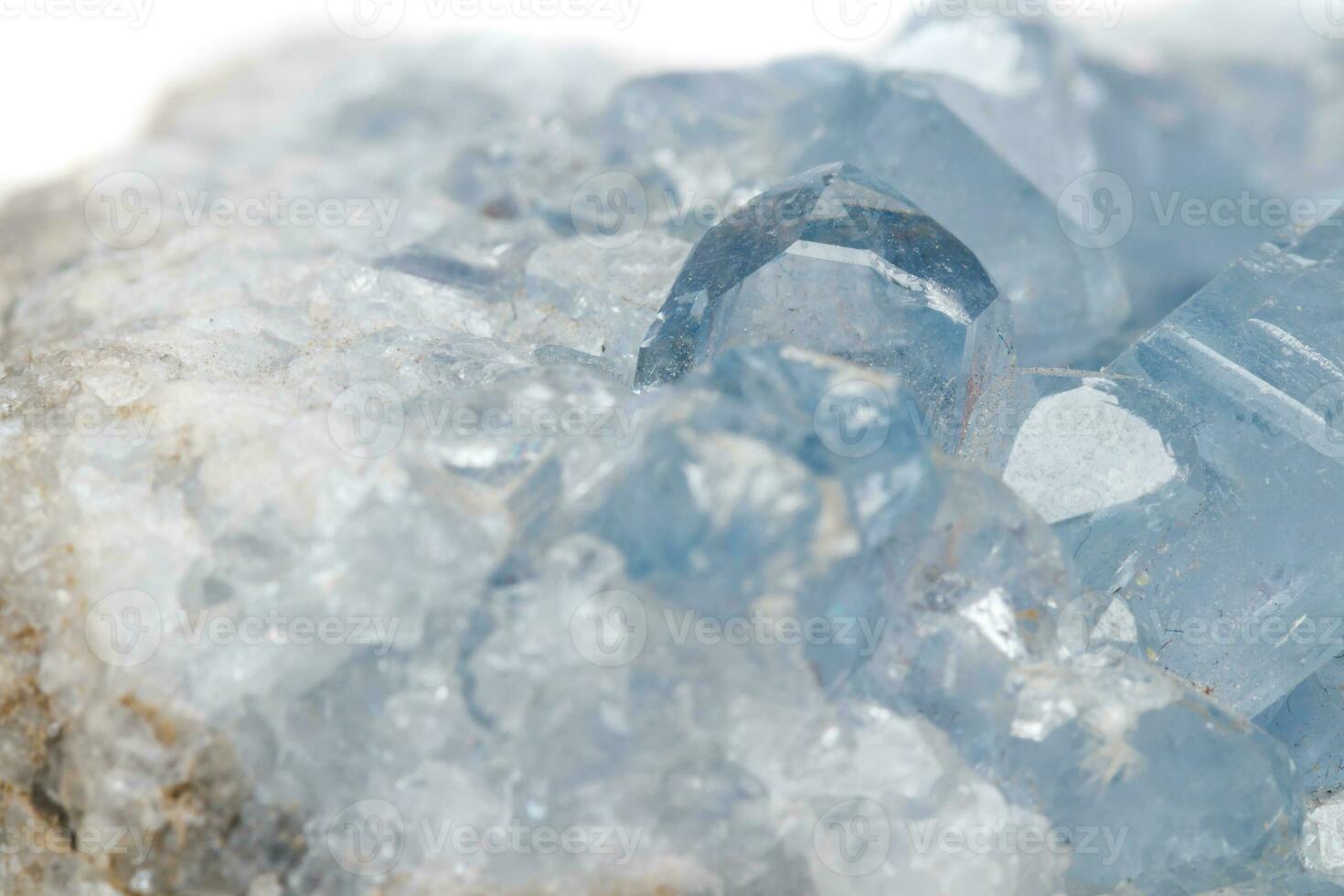 Macro mineral stone Celestine in the breed a white background photo