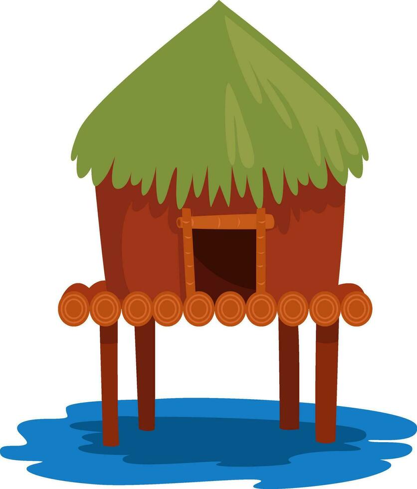 casa en el agua, ilustración, vector en blanco antecedentes