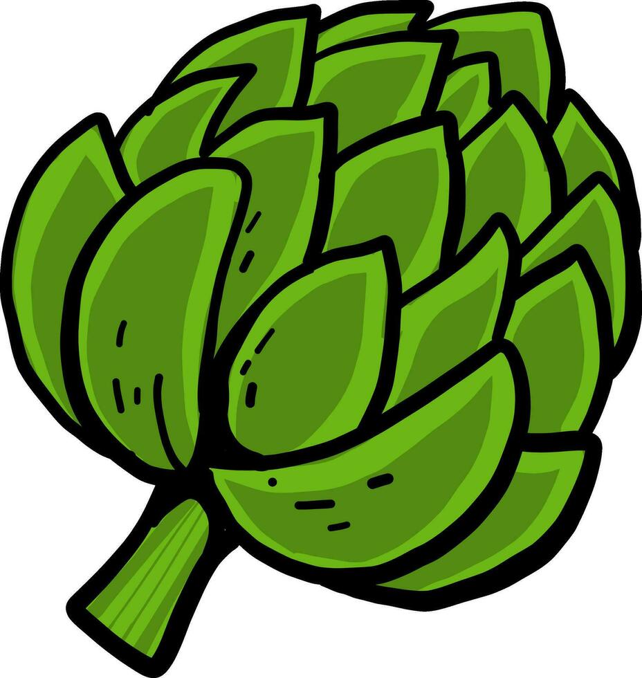 Green artichoke, illustration, vector on white background