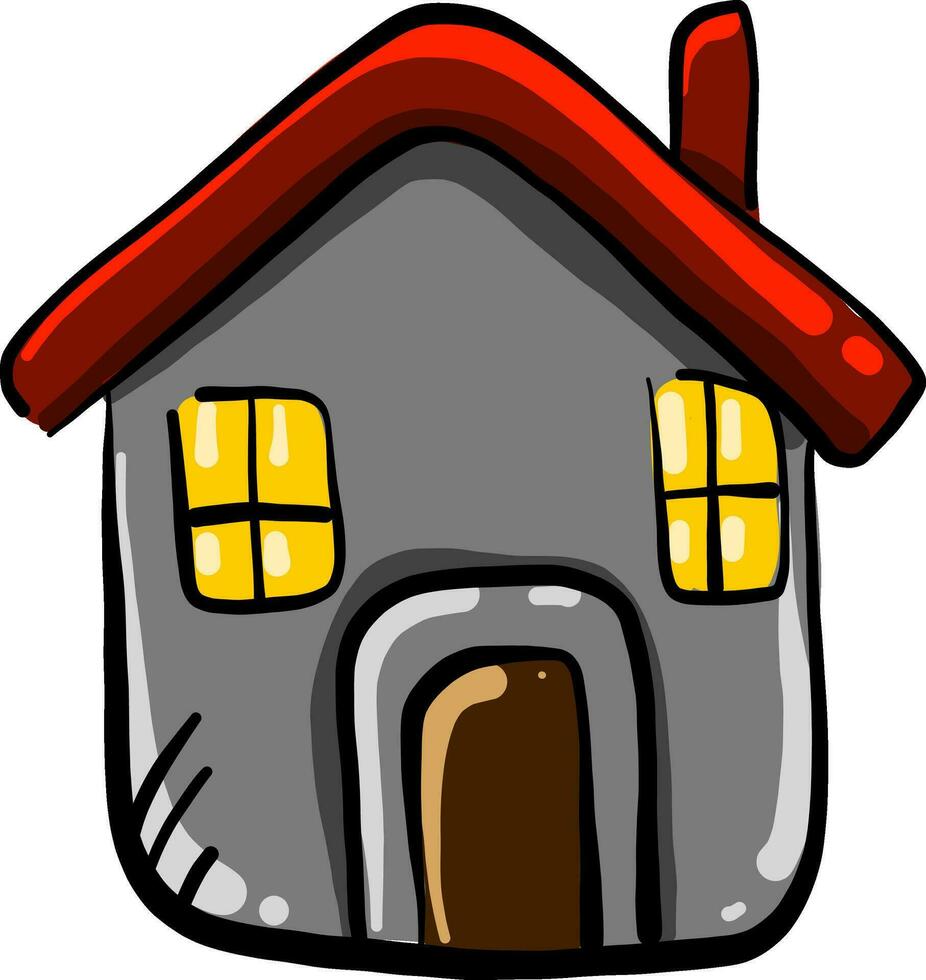 Grey house, illustration, vector on white background