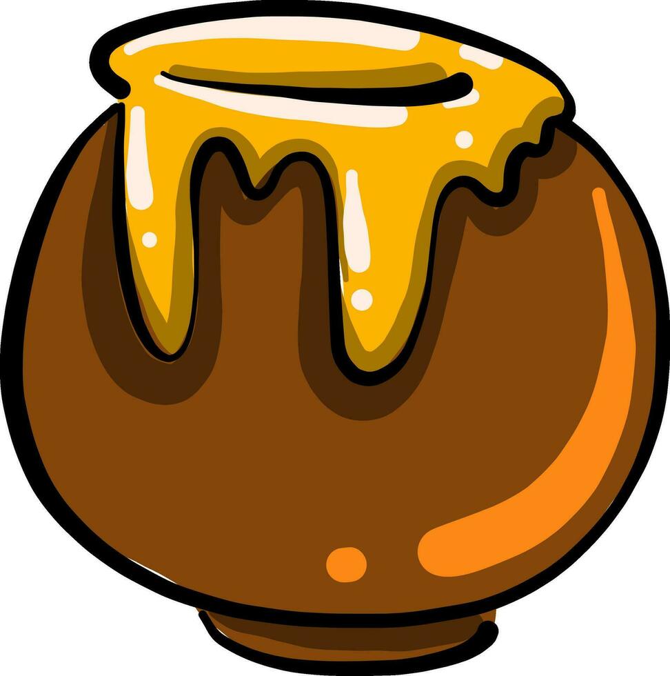 Honey in a jug, illustration, vector on white background