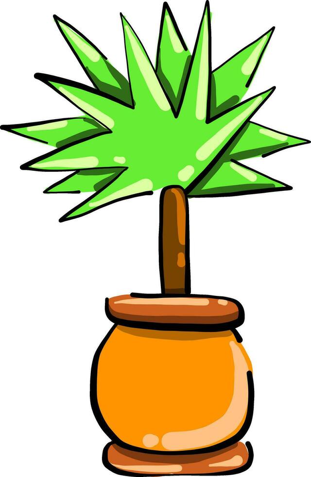 House palm in pot, illustration, vector on white background