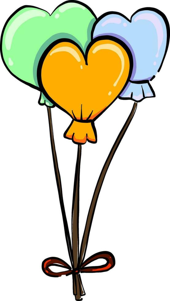 Heart balloons, illustration, vector on white background