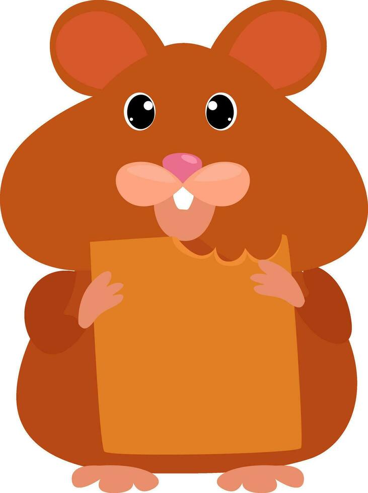 Hamster with cheese, illustration, vector on white background