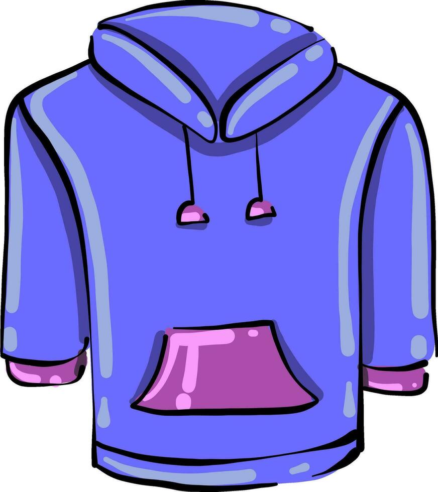 Purple hoodie, illustration, vector on white background