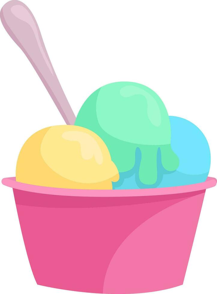 Ice cream in cup, illustration, vector on white background