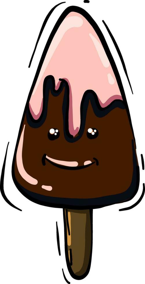Ice cream with eyes, illustration, vector on white background