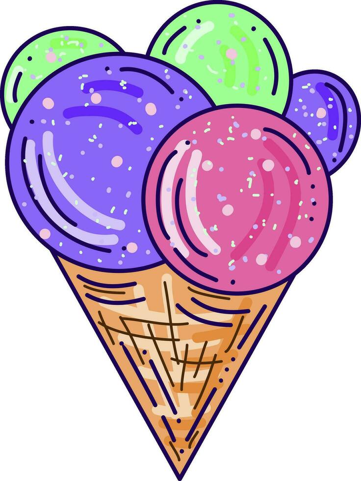 Colorful ice cream, illustration, vector on white background