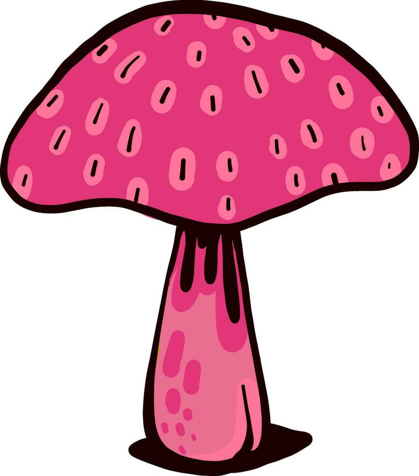 Pink mushroom, illustration, vector on white background