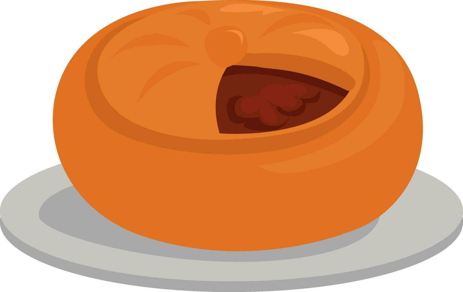 Meat pie, illustration, vector on white background