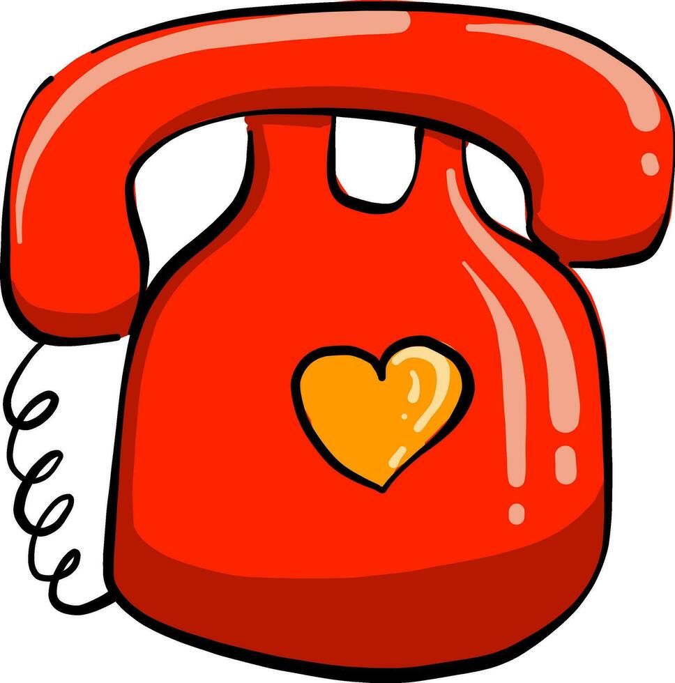 Red old phone, illustration, vector on white background