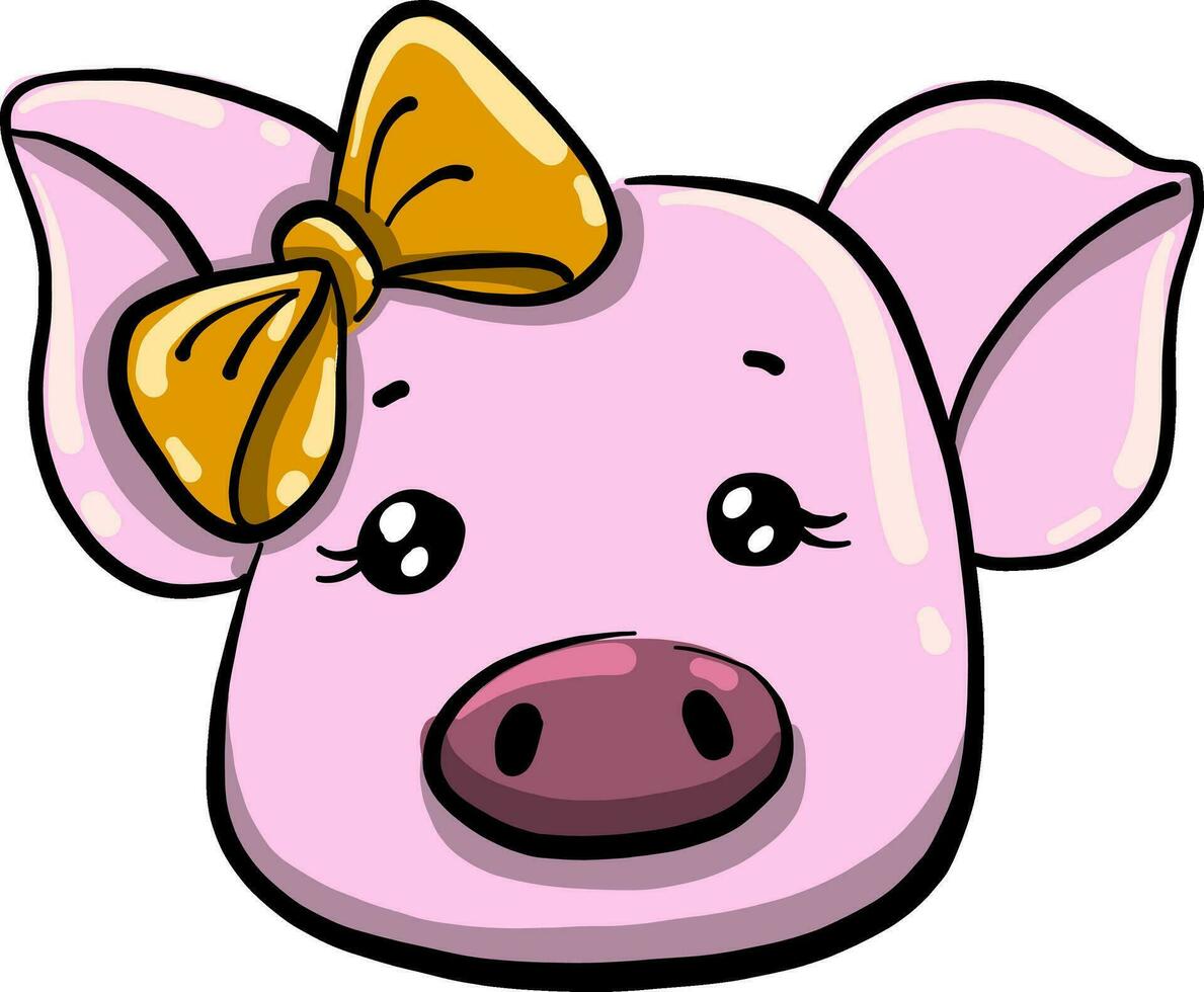 Pig head, illustration, vector on white background