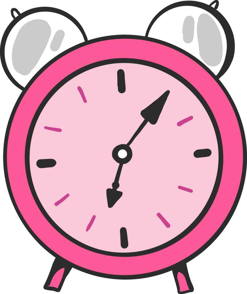 rosado alarma reloj, ilustración, vector en blanco antecedentes