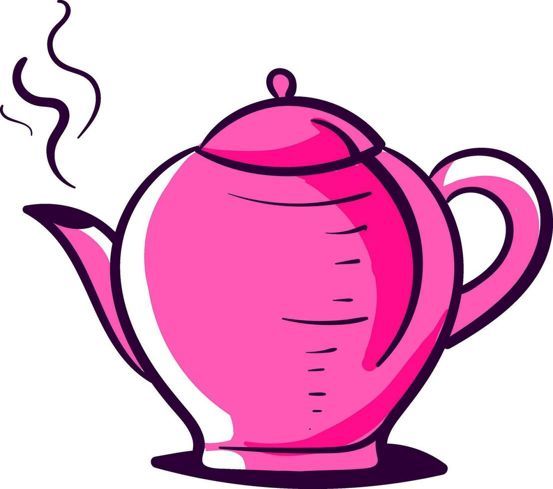 Pink teapot, illustration, vector on white background