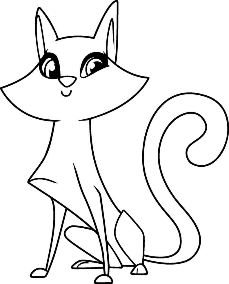 Cat Sitting Line Art vector