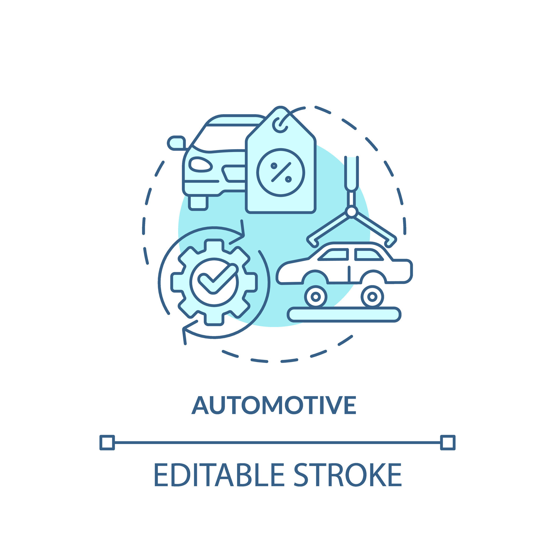 2D editable blue icon automotive concept, simple monochromatic isolated ...