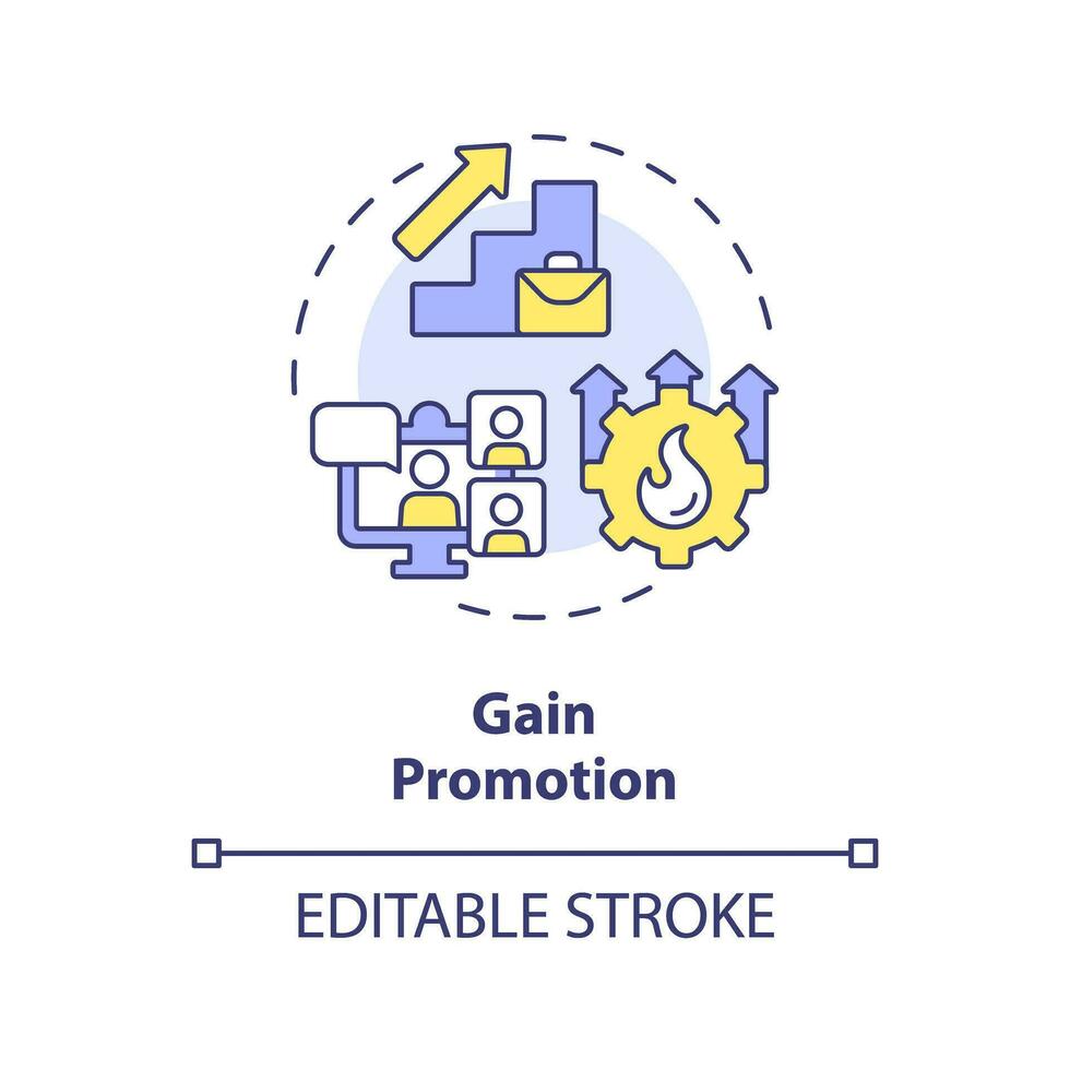 2D editable multicolor icon gain promotion concept, simple isolated vector, MOOC thin line illustration. vector