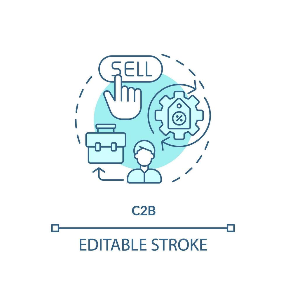 2D editable blue icon C2B concept, simple monochromatic isolated vector ...