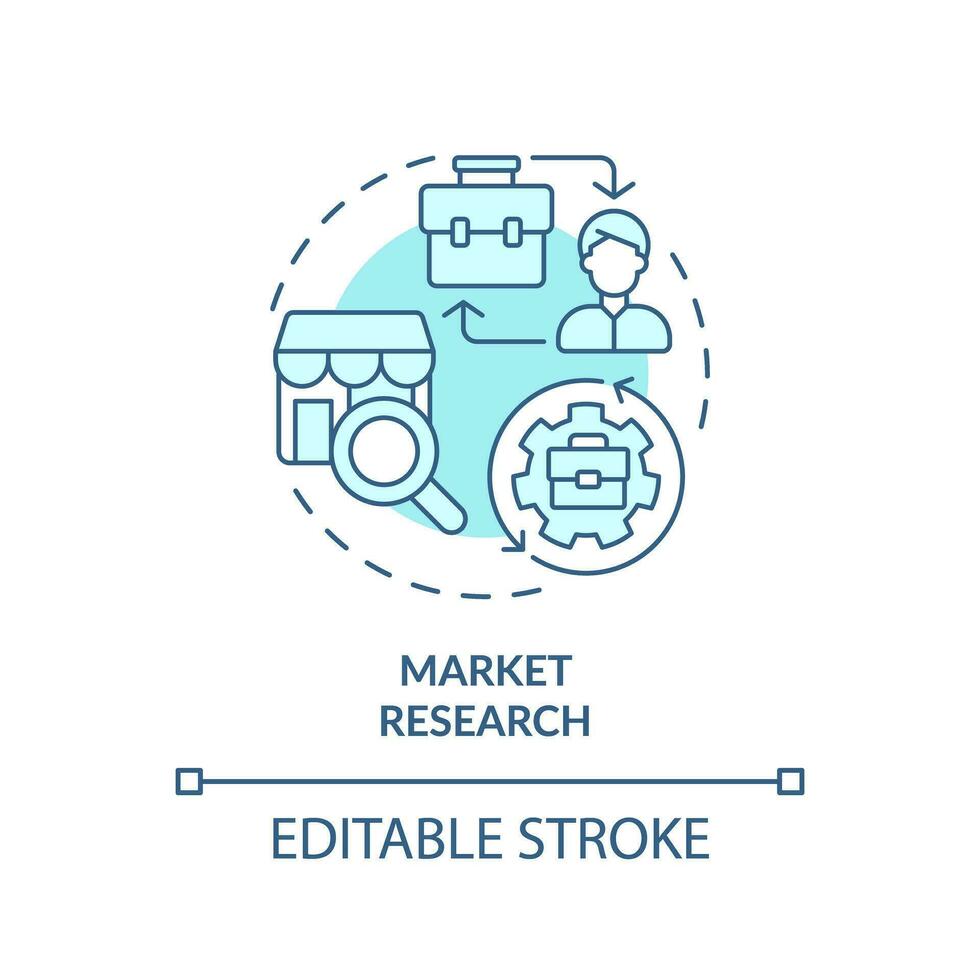 2D editable blue icon market research concept, simple monochromatic isolated vector, C2C thin line illustration. vector