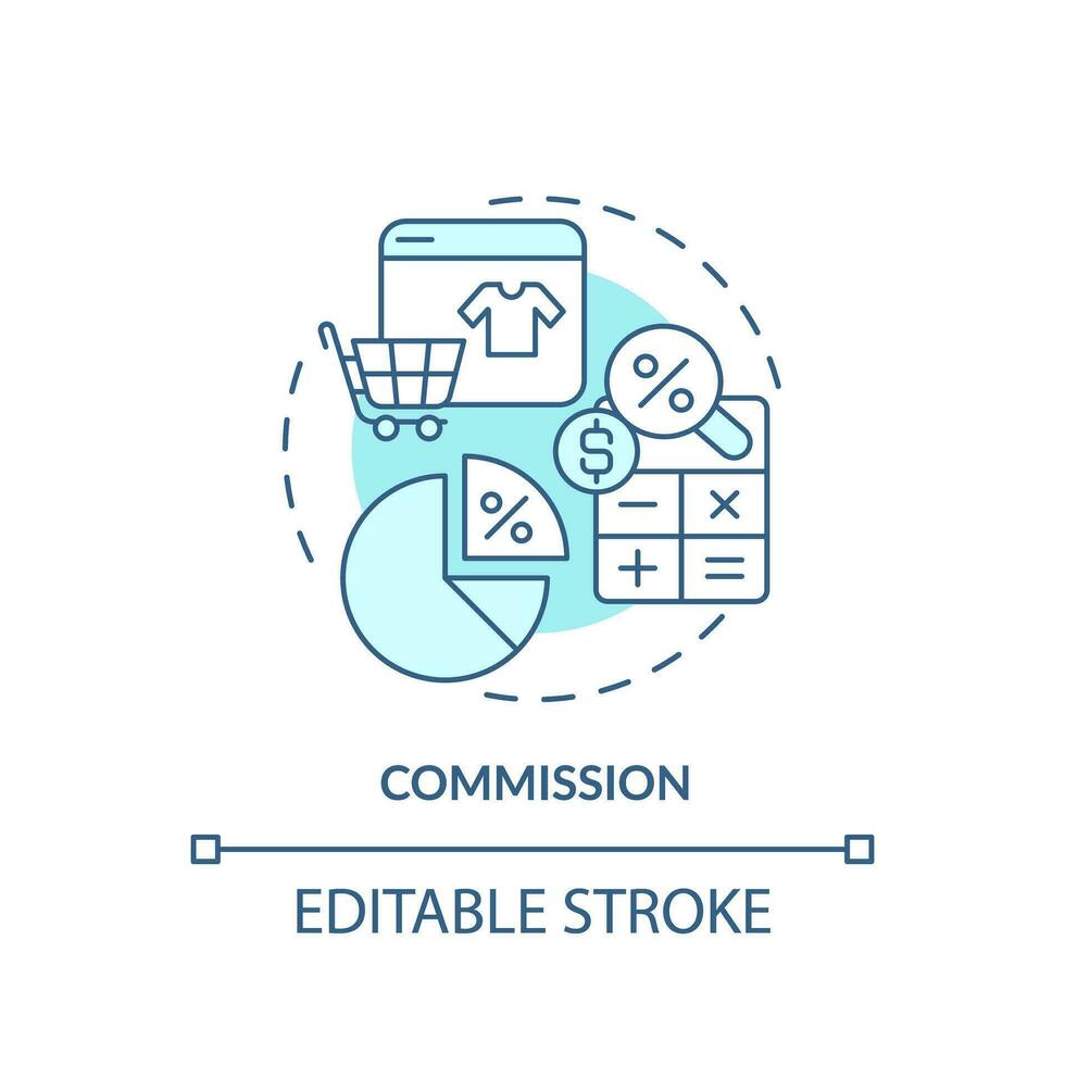 2D editable blue icon commission concept, simple monochromatic isolated ...