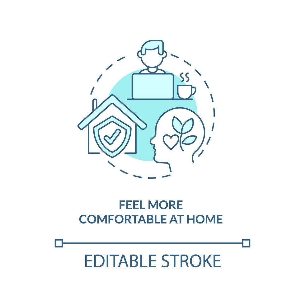 2D editable feel more comfortable at home thin line blue icon concept, isolated vector, monochromatic illustration representing online therapy. vector