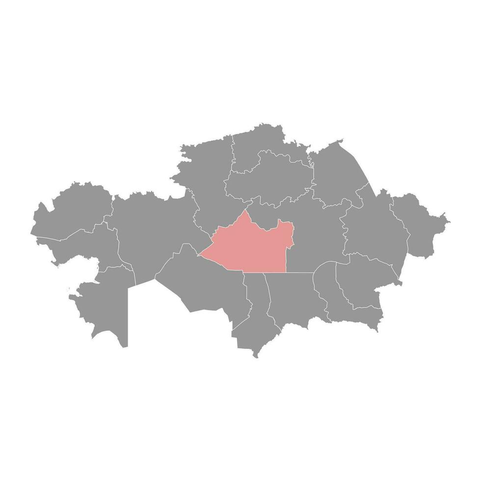 Ulytau region map, administrative division of Kazakhstan. Vector illustration.