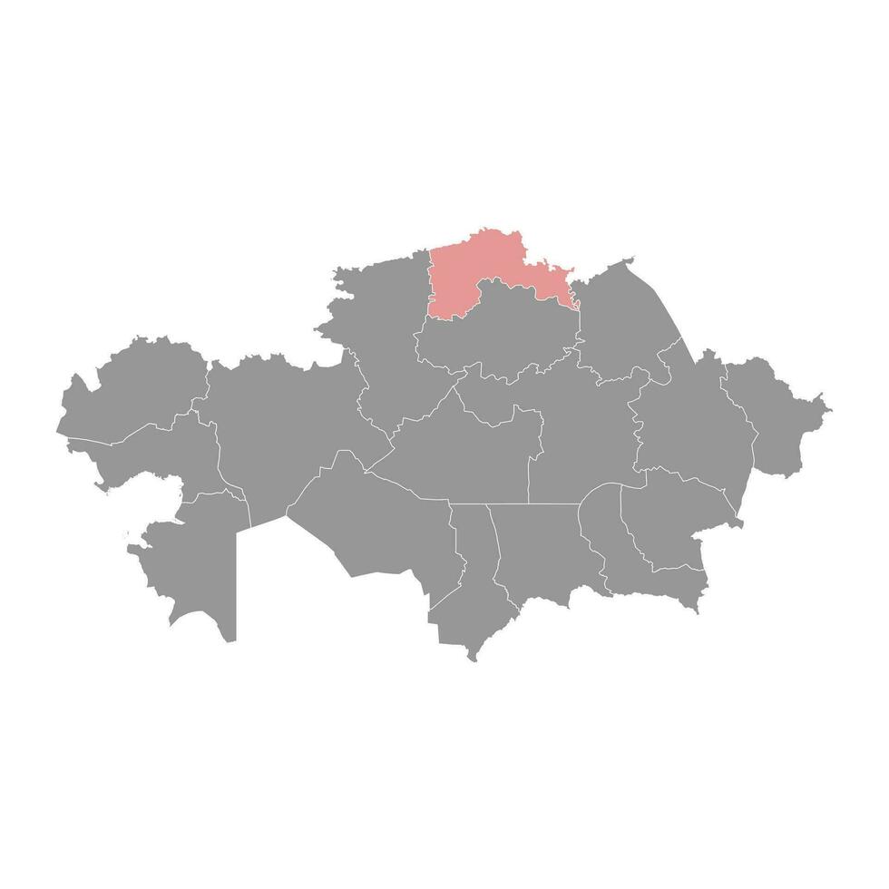 North Kazakhstan region map, administrative division of Kazakhstan. Vector illustration.
