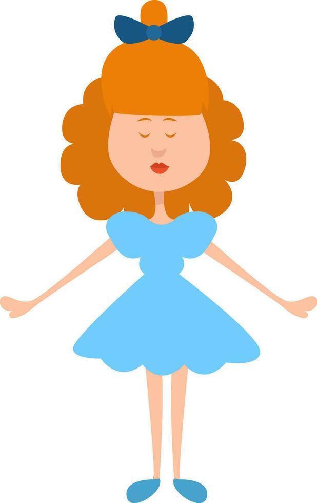 Doll in a blue dress, illustration, vector on white background