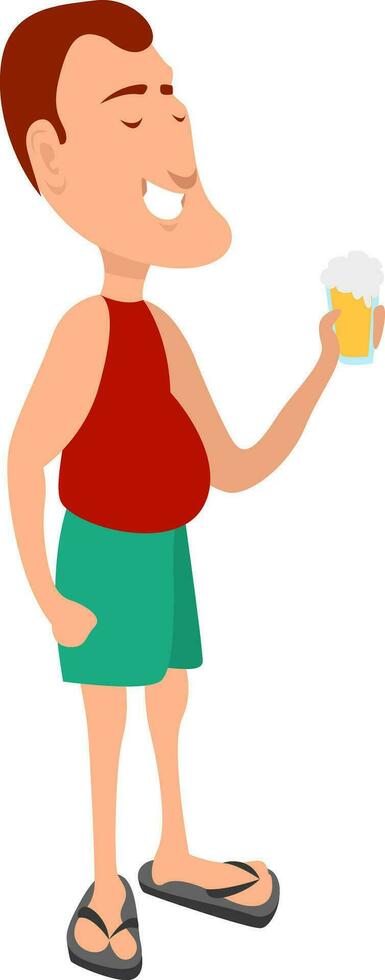 Man holding a beer, illustration, vector on white background