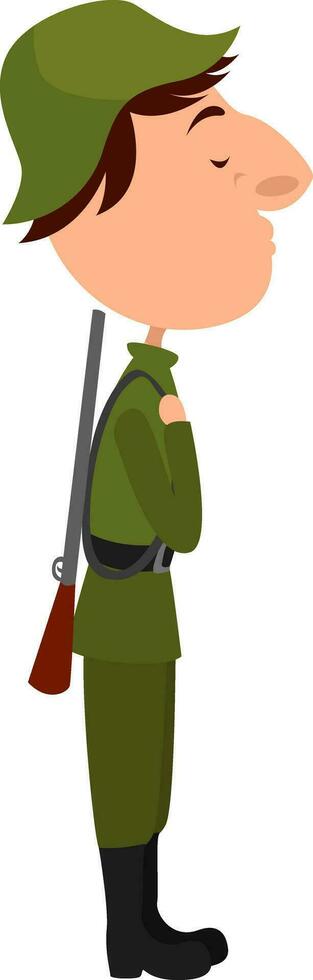 Hunter with gun, illustration, vector on white background